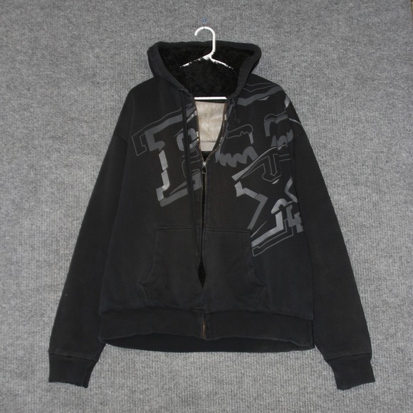Fox Racing Other - Fox Racing Deluxe Hoodie Mens 2XL Black Zip Up Sherpa Lined Winter Y2K Grunge